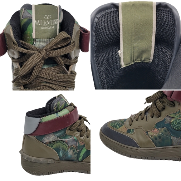 Valentino Garavani Rockrunner Camo Butterfly High Top Sneakers 42 - Picture 6 of 12